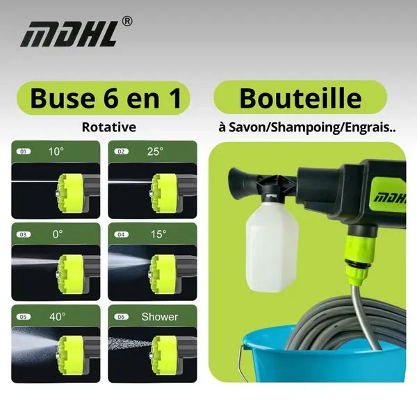 Pistolet de Lavage Haute Pression Sans Fil MDHL - La Révolution du Nettoyage !