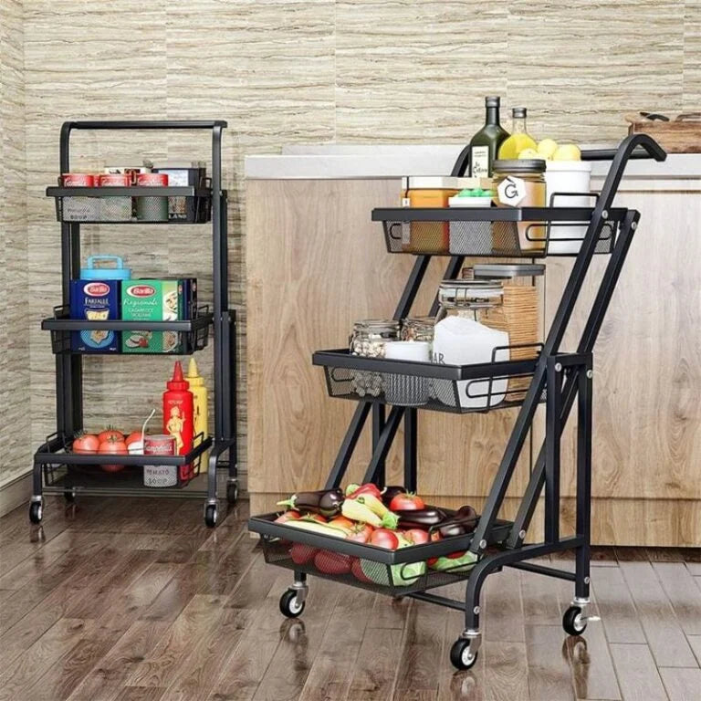 Clinson FlexiCart™ – Chariot 3-en-1 Pliable et Mobile | Rangement Intelligent pour la Maison