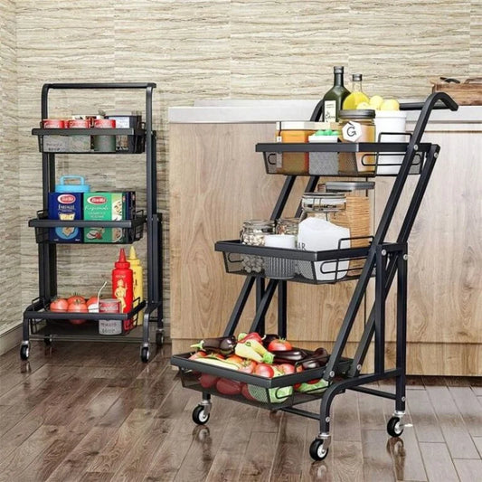 Clinson FlexiCart™ – Chariot 3-en-1 Pliable et Mobile | Rangement Intelligent pour la Maison