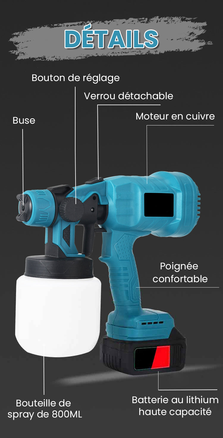 🔥Offre spéciale🔥Pistolet à Peinture Électrique Sans Fil