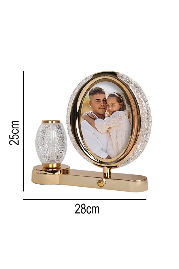 Cadre photo vase en cristal illuminé LED  - 25 x 28 cm