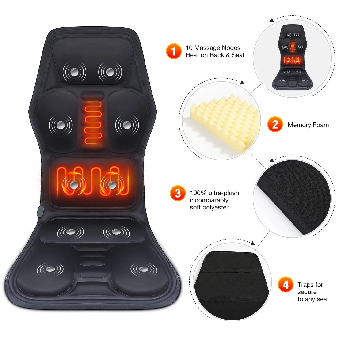 Fauteuil de massage chauffant électrique pour voiture, chaise de bureau