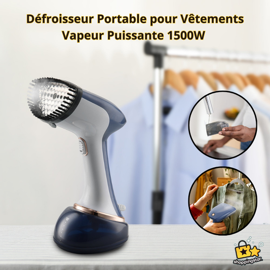 Défroisseur Portable pour Vêtements – Vapeur Puissante 1500W + Brosse & Gobelet Inclus