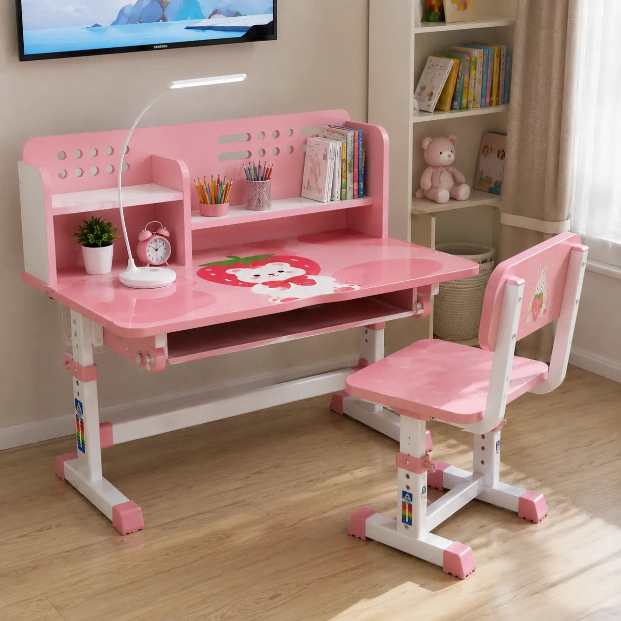Ensemble Bureau & Chaise avec lampe, ergonomique et comfortable pour Enfants