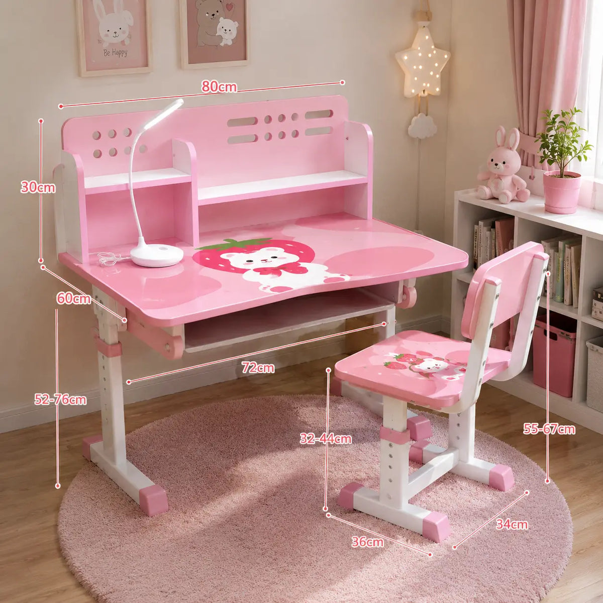 Ensemble Bureau & Chaise avec lampe, ergonomique et comfortable pour Enfants