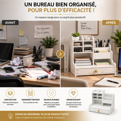 L'Étagère des documents et accessoires de bureau avec Tiroir - L'Étagère Qui Double Votre Espace