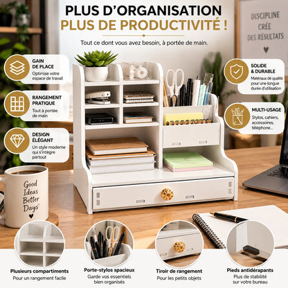 L'Étagère des documents et accessoires de bureau avec Tiroir - L'Étagère Qui Double Votre Espace
