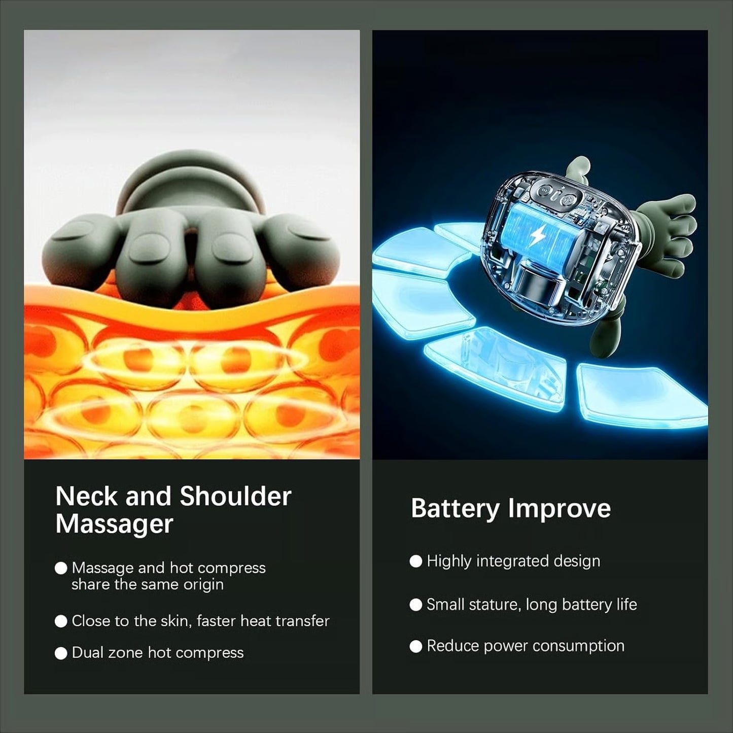 Appareil de massage Shiatsu 3D pour la nuque et les épaules avec chaleur apaisante - Massage en profondeur pour soulager les douleurs du dos et de la nuque