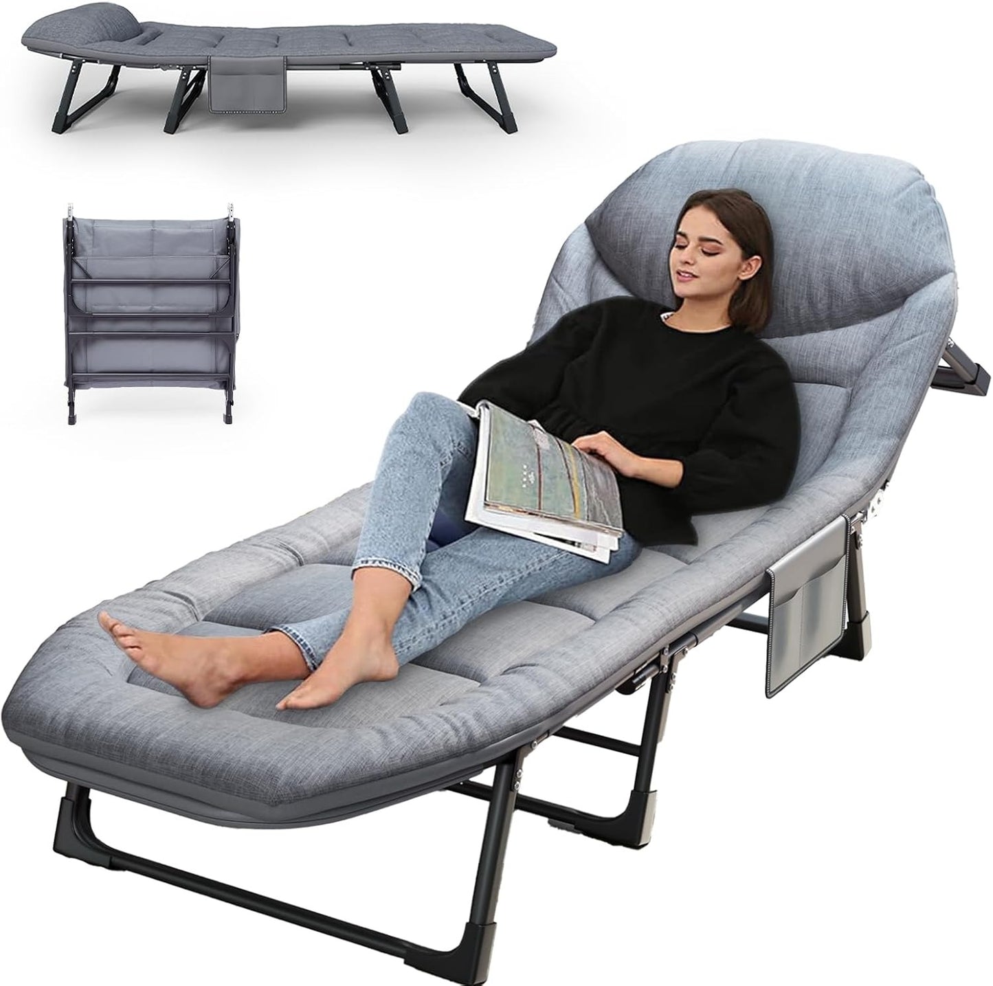 Chaise Longue Pliable Multifonction 3 en 1 – Confort Premium Sans Encombrement