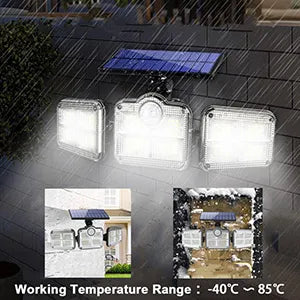 Projecteur solaire LED extérieur 3 têtes avec détecteur de mouvement et télécommande