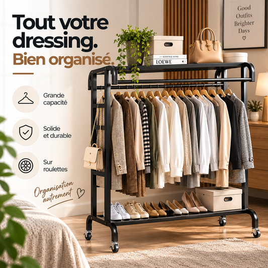 Portant Dressing Mobile 4-en-1 – Vêtements, Chaussures & Accessoires