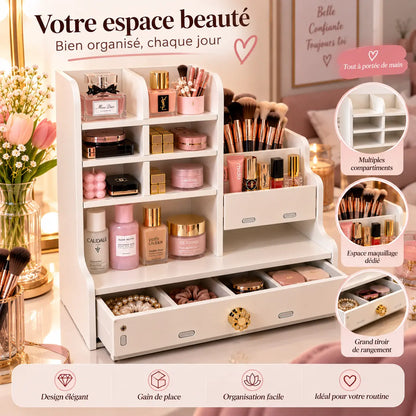 Organisateur maquillage avec tiroir premium pour femmes