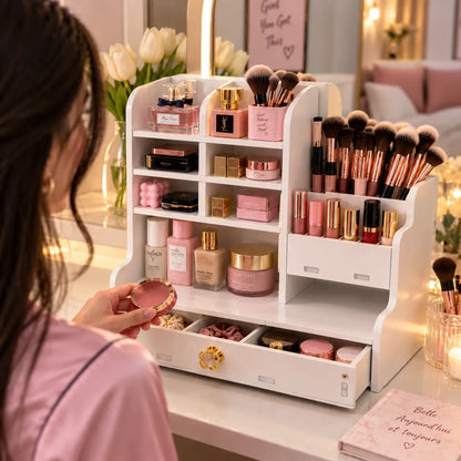 Organisateur maquillage avec tiroir premium pour femmes