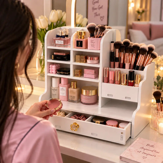 Organisateur maquillage avec tiroir premium pour femmes
