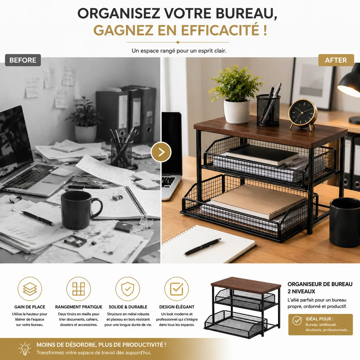 L'Étagère des documents et accessoires de bureau - L'Étagère Qui Double Votre Espace