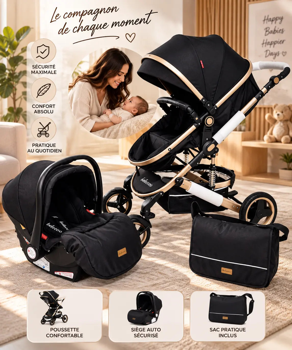La Poussette 3-en-1 Pensée Pour Grandir Avec Bébé