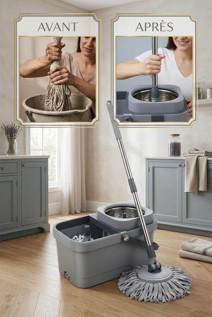 Spin Mop 360° Intelligent – Nettoyez sans effort, sans toucher la saleté et avec élégance